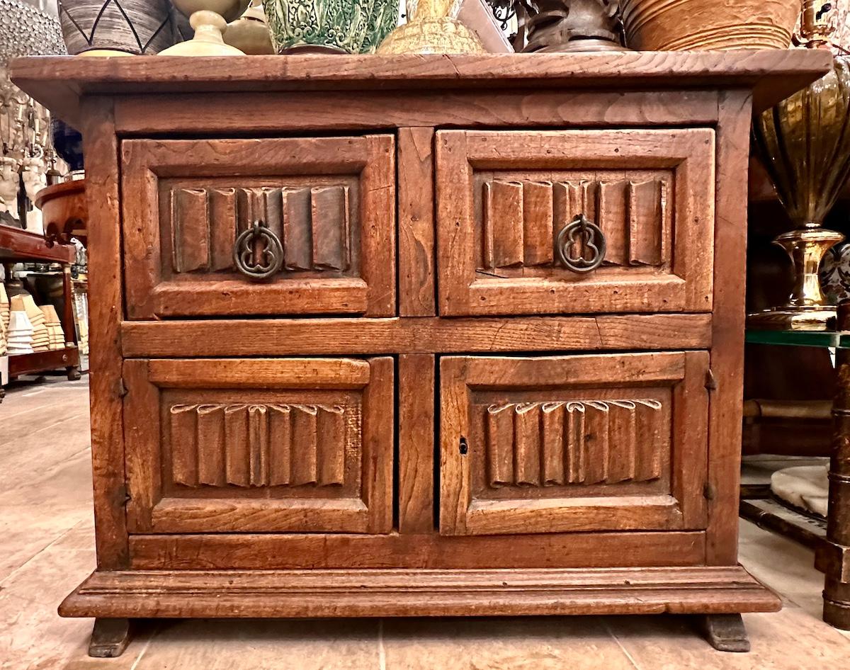 Antique Spanish Carved Wood Cabinet For Sale 3