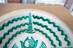 Antique Spanish Ceramic Bowl with Green Decoration