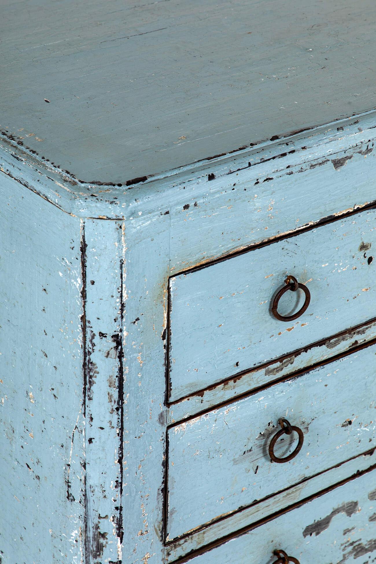 Antique Spanish Chest of Drawers in Blue For Sale 4