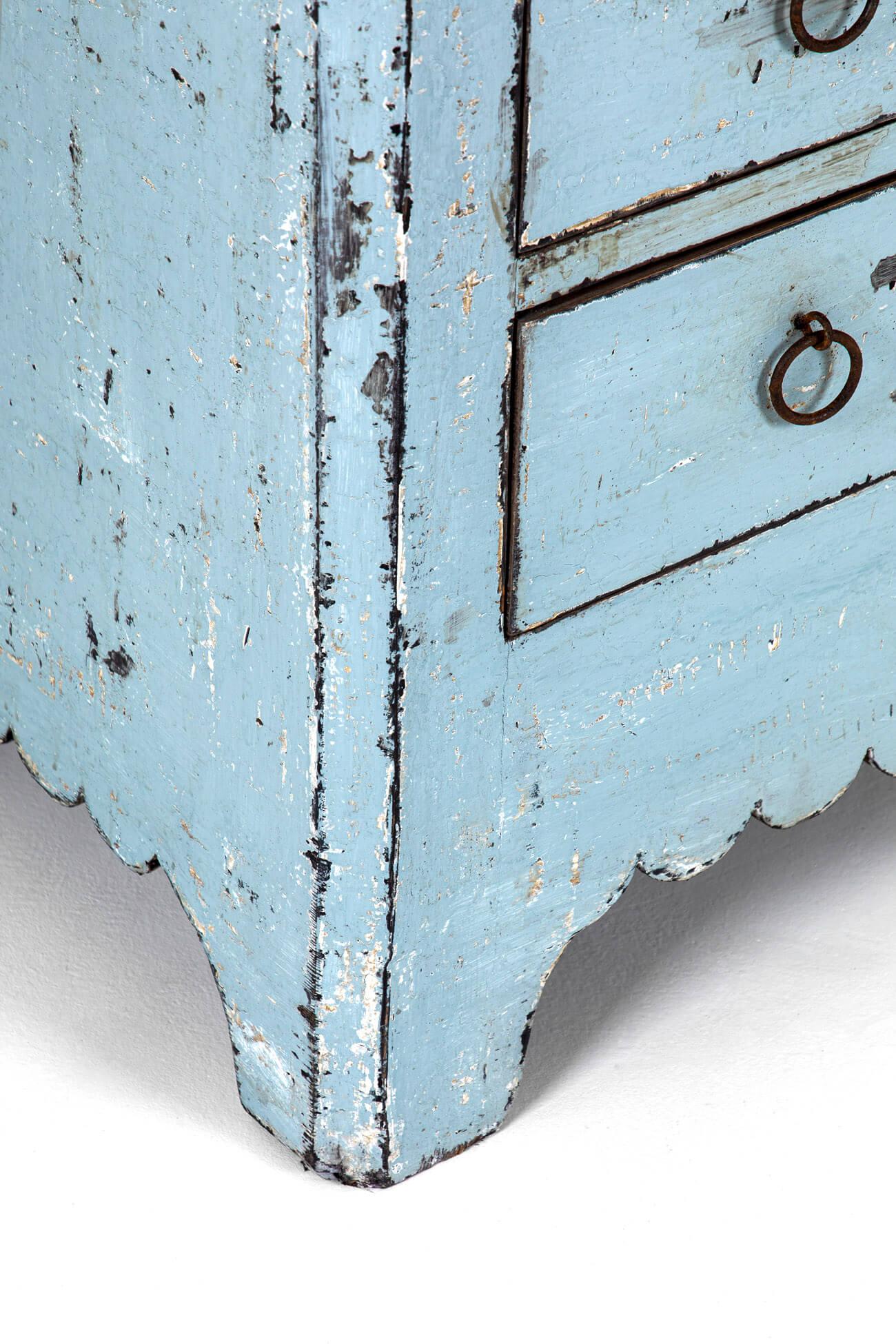Antique Spanish Chest of Drawers in Blue For Sale 5