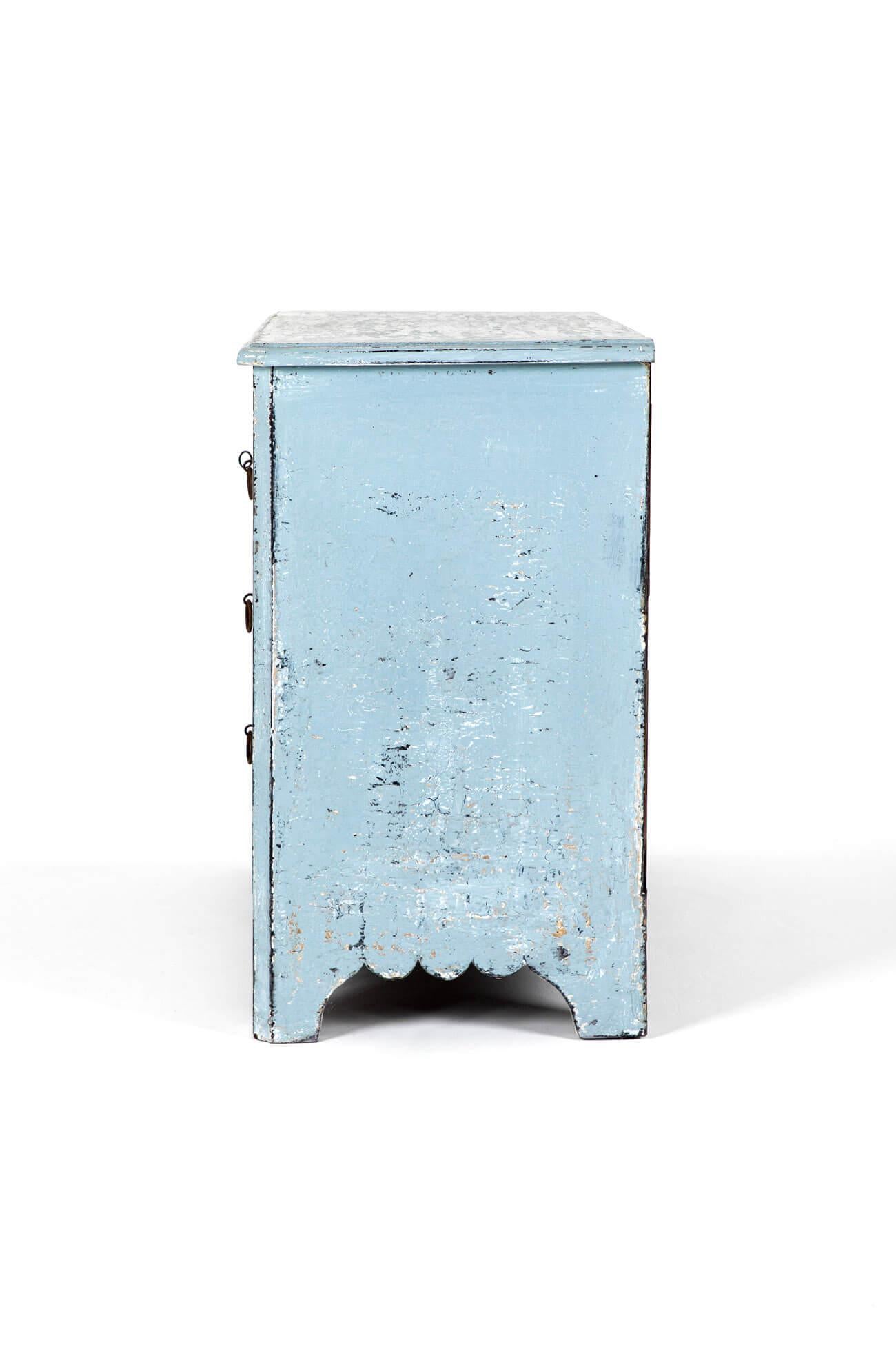 Spanish Colonial Antique Spanish Chest of Drawers in Blue For Sale
