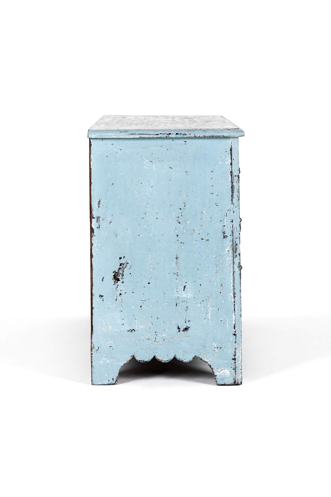 Hand-Crafted Antique Spanish Chest of Drawers in Blue For Sale