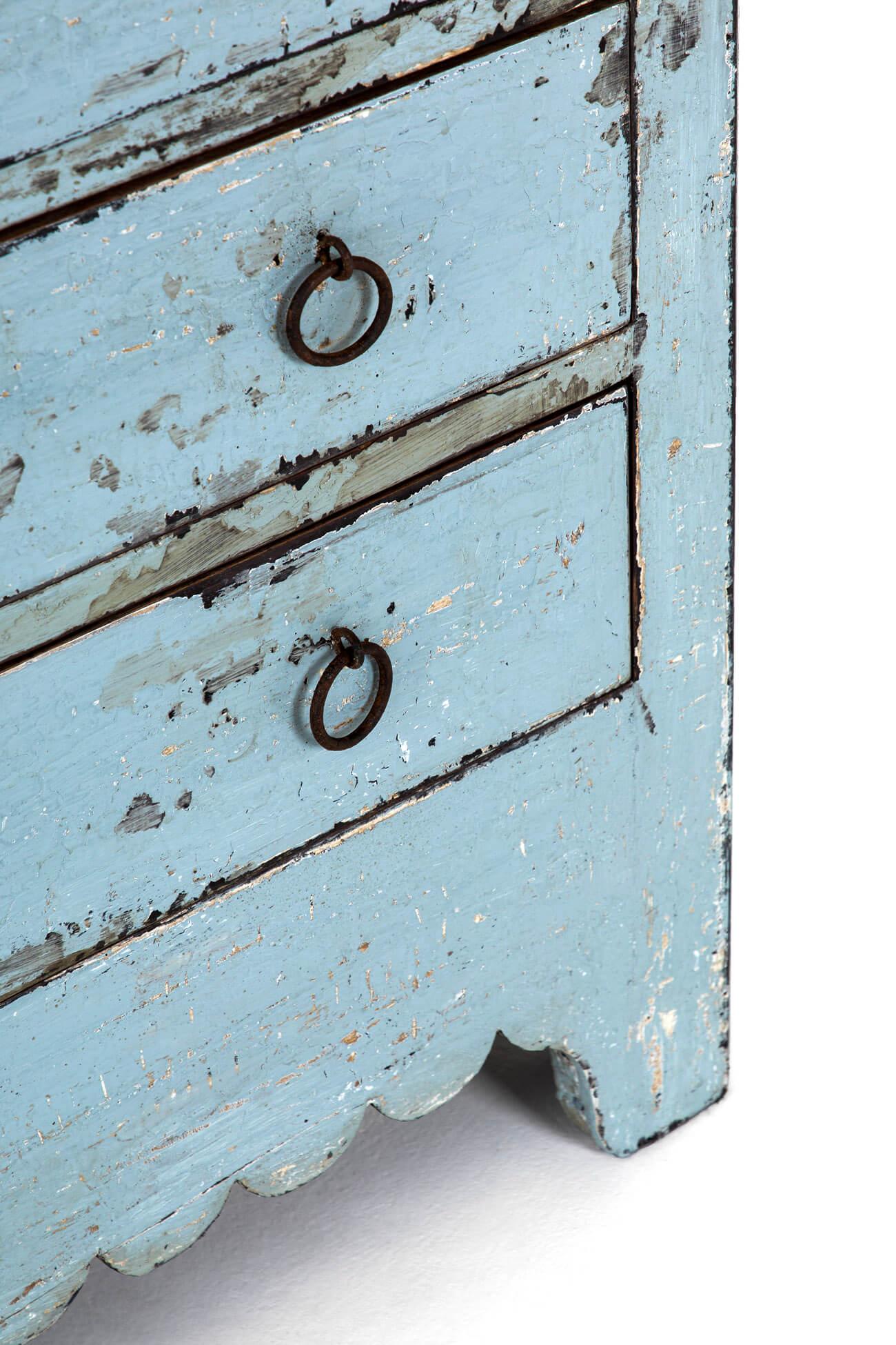 Antique Spanish Chest of Drawers in Blue For Sale 2