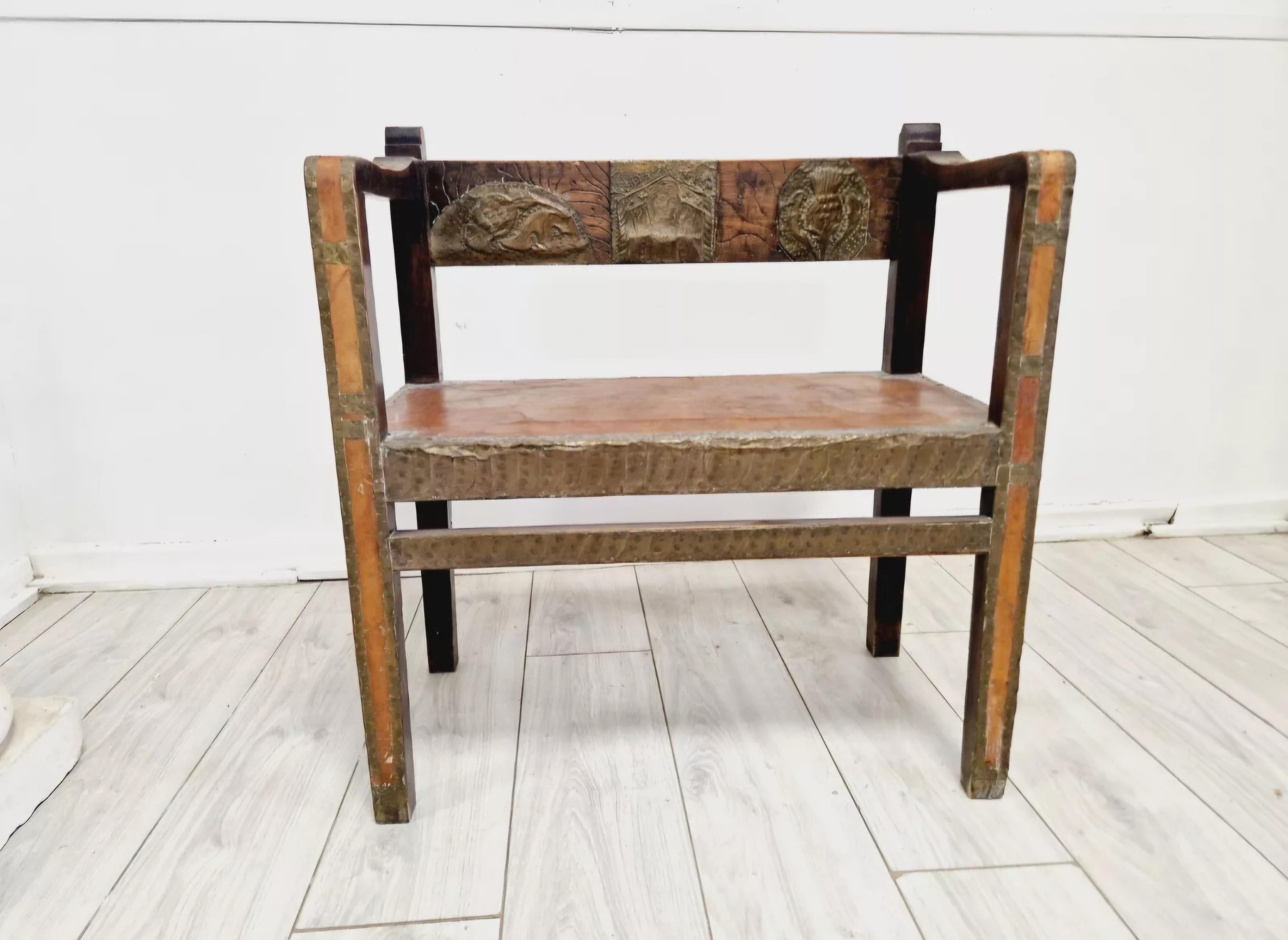 Brass Antique Spanish Colonial Armchair For Sale