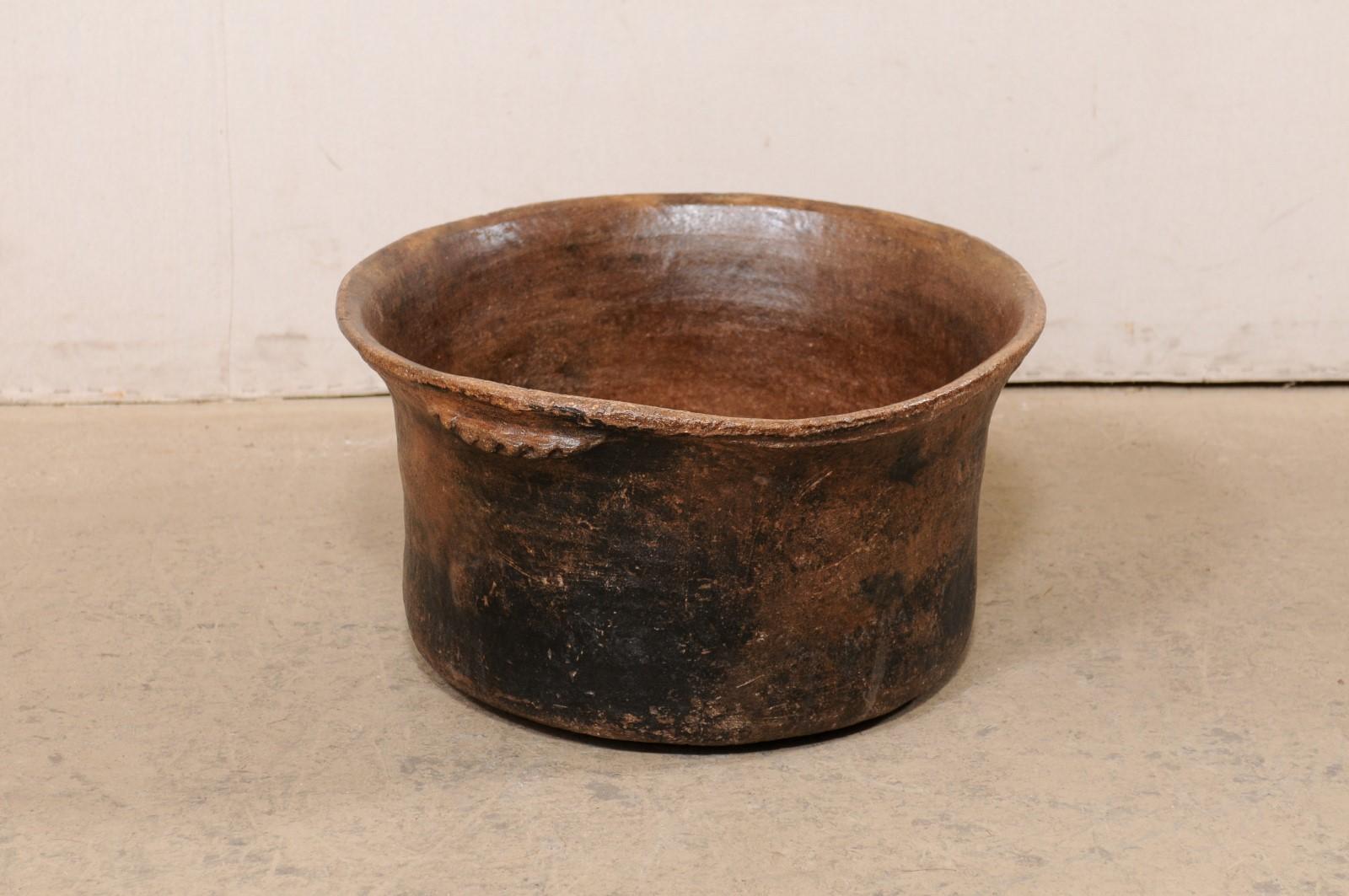 20th Century Antique Spanish Colonial Clay Cooking Pot from Guatemala, w/ Yummy Old Patina! For Sale