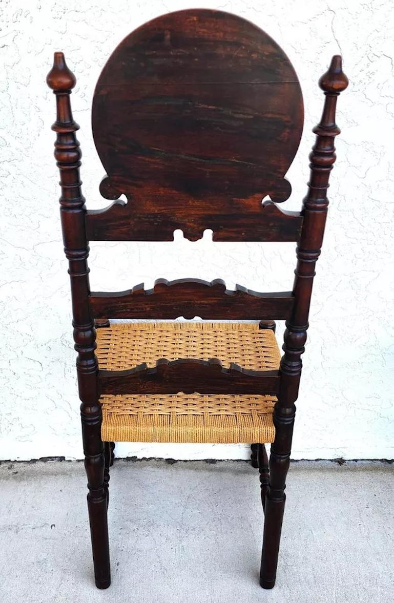 Antike spanische Kolonial-Esszimmerstühle, Seilsitze, 1800er Jahre, 6er-Set, Set im Angebot 3
