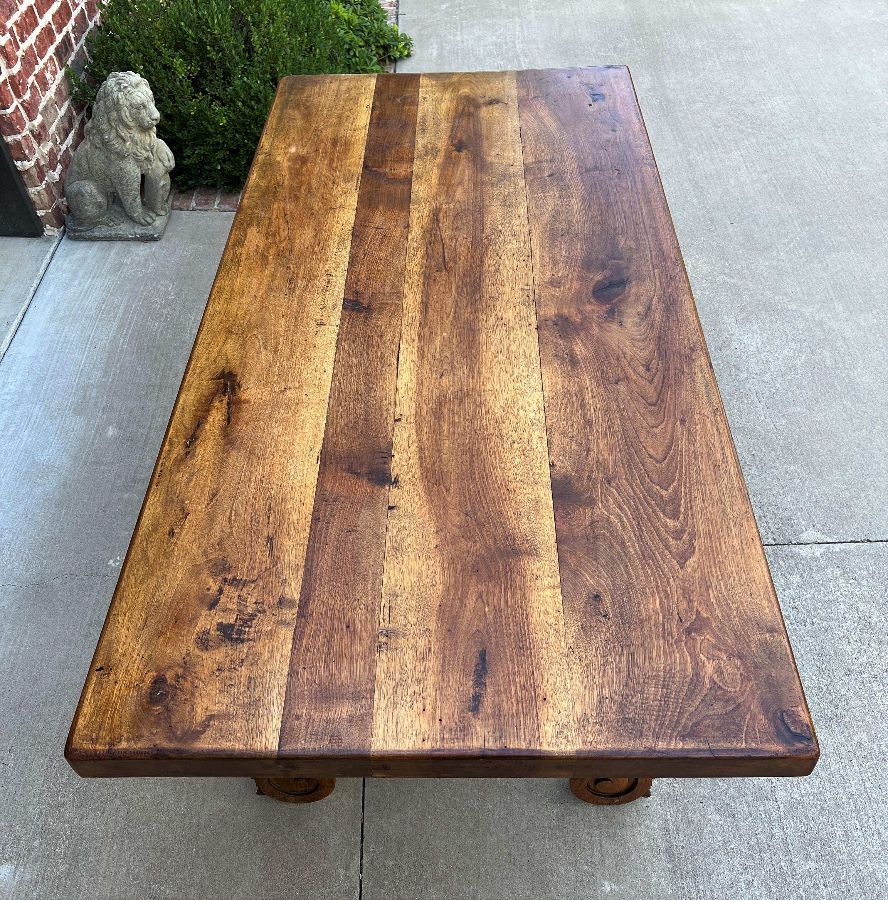 Antique Spanish Colonial Dining Table Walnut & Iron Catalan Style Library Desk In Good Condition In Tyler, TX
