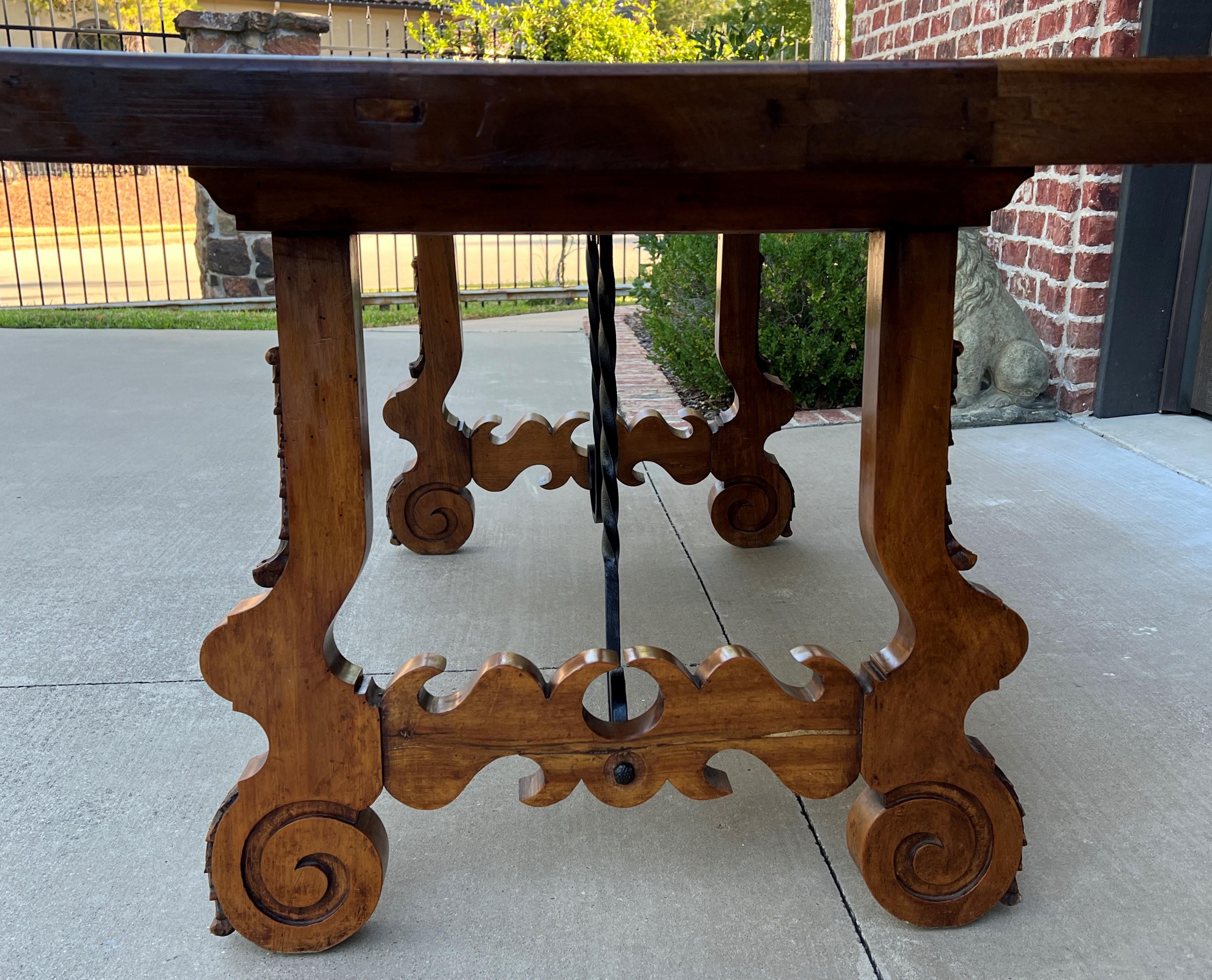 Antique Spanish Colonial Dining Table Walnut & Iron Catalan Style Library Desk 1