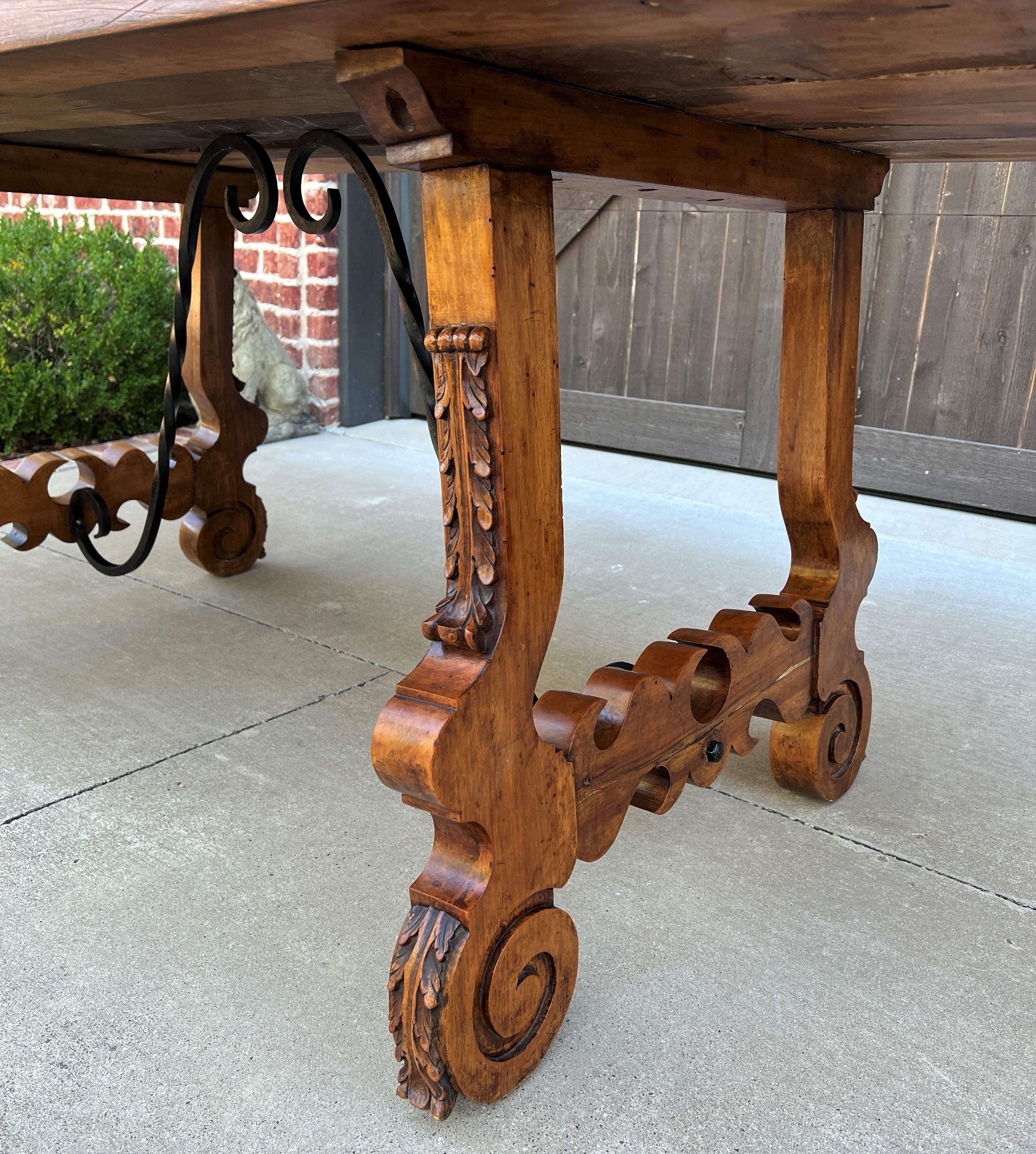 Antique Spanish Colonial Dining Table Walnut & Iron Catalan Style Library Desk 2