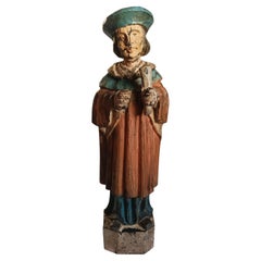 Ancienne sculpture d'art populaire colonial espagnol Santos Figure