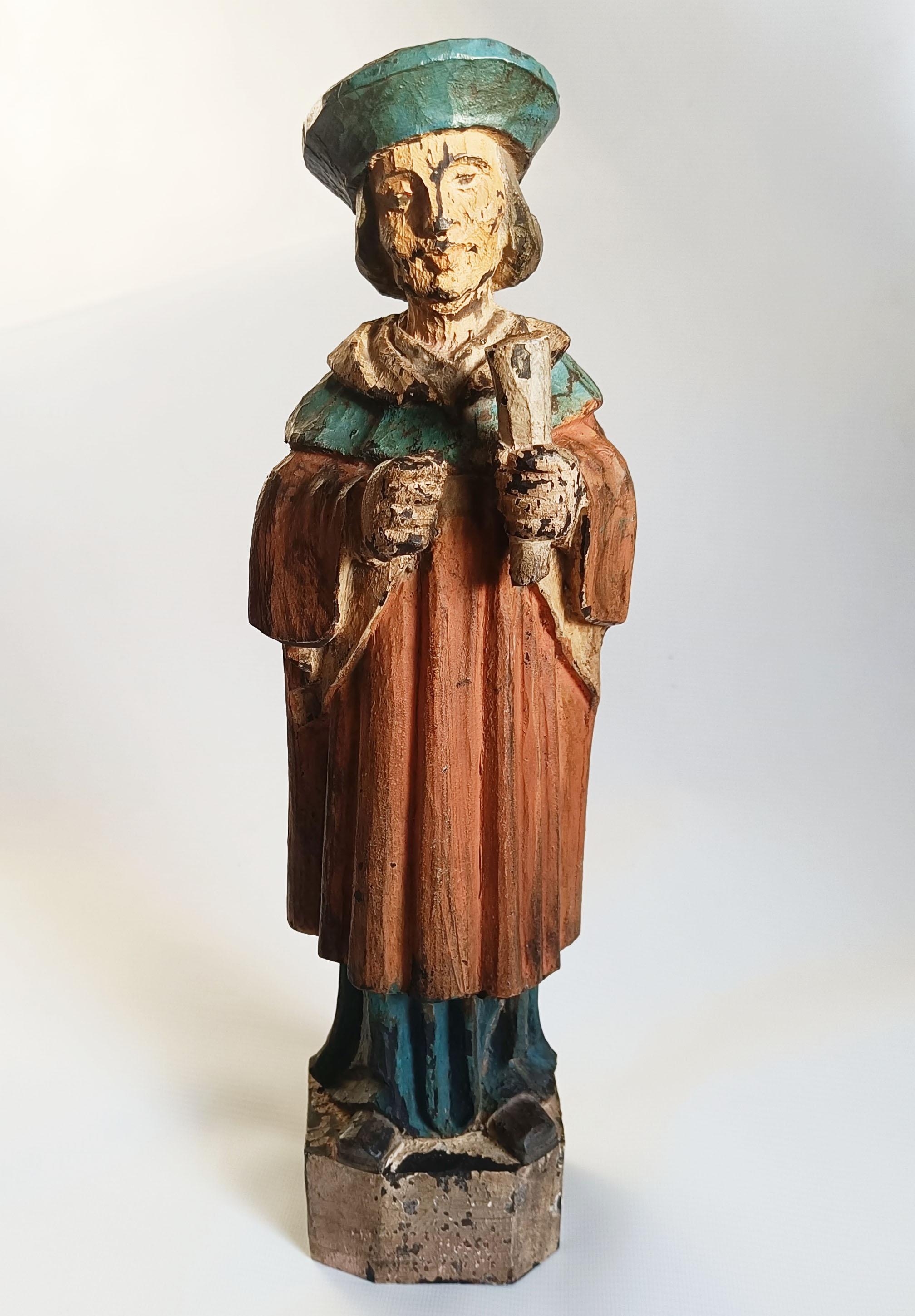 Fino al XVIII secolo Arte Antiques Colonial Folk Art Santos Figura scultura d'arte popolare in vendita