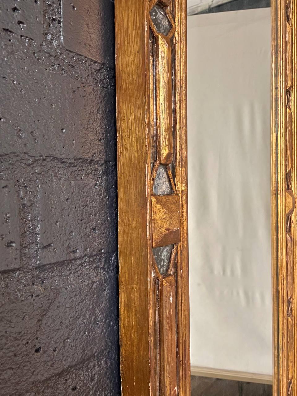 Antique Spanish Colonial Gilded Mirror w/ Distressed Glass For Sale 5