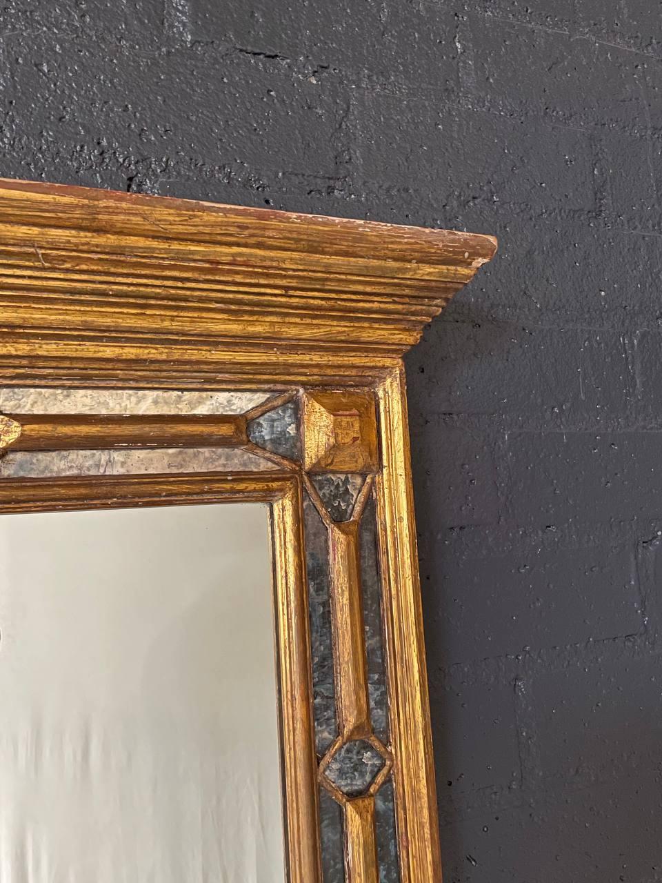 Antique Spanish Colonial Gilded Mirror w/ Distressed Glass For Sale 3