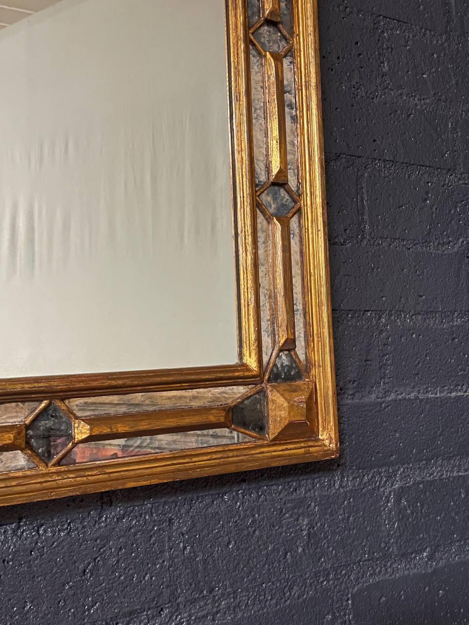Antique Spanish Colonial Gilded Mirror w/ Distressed Glass For Sale 4