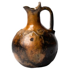 Antica brocca da acqua in maiolica Coloni spagnola