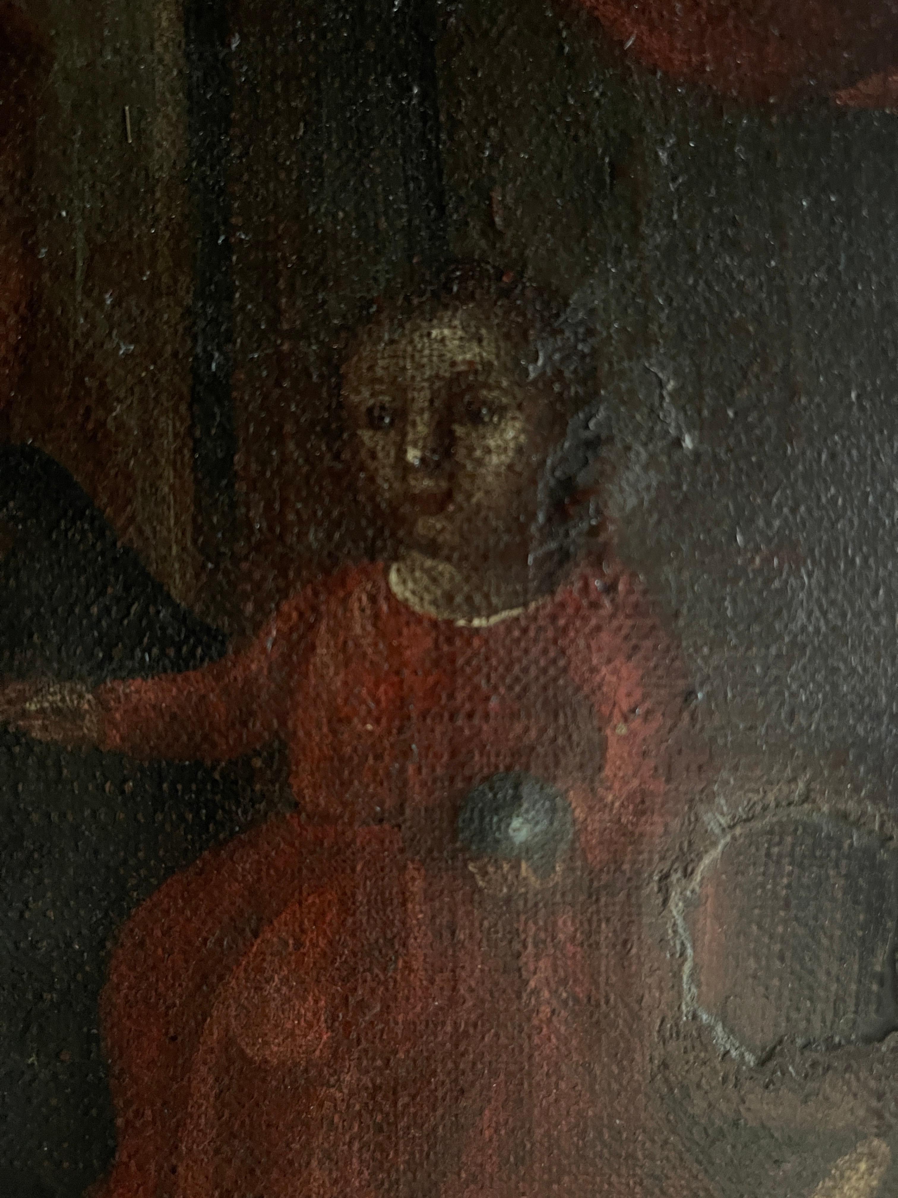 Ancienne peinture coloniale espagnole à l'huile sur toile de Saint Antoine en vente 2