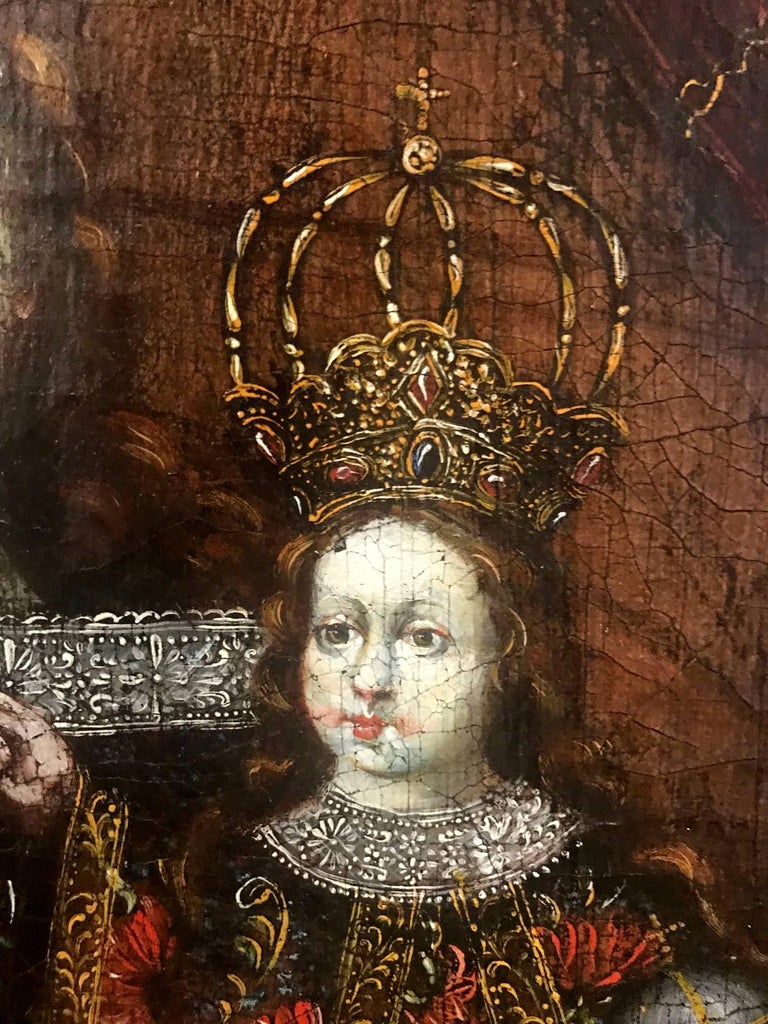 Antique Spanish Colonial Painting of The Virgin of Candelaria Cuzco