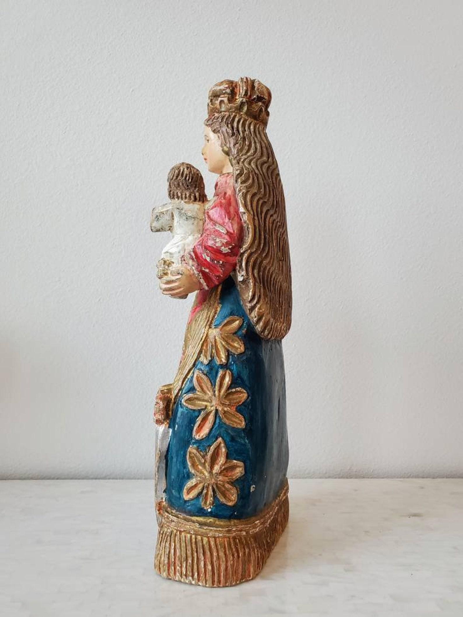 Antike religiöse spanische Santo-Altarfigur aus der spanischen Kolonialzeit im Zustand „Relativ gut“ im Angebot in Forney, TX