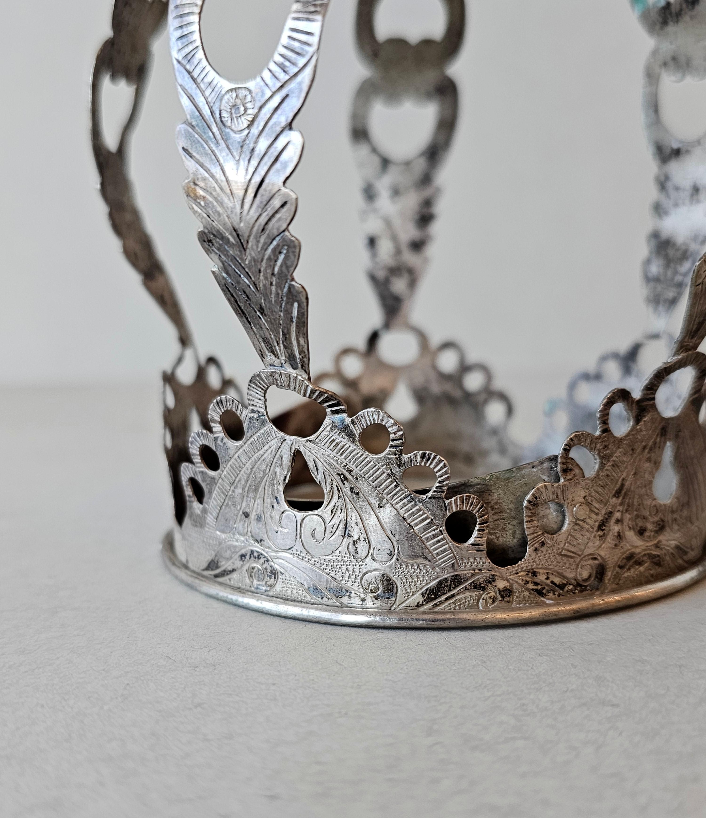 Antique Spanish Colonial Silver Santo Crown  For Sale 6
