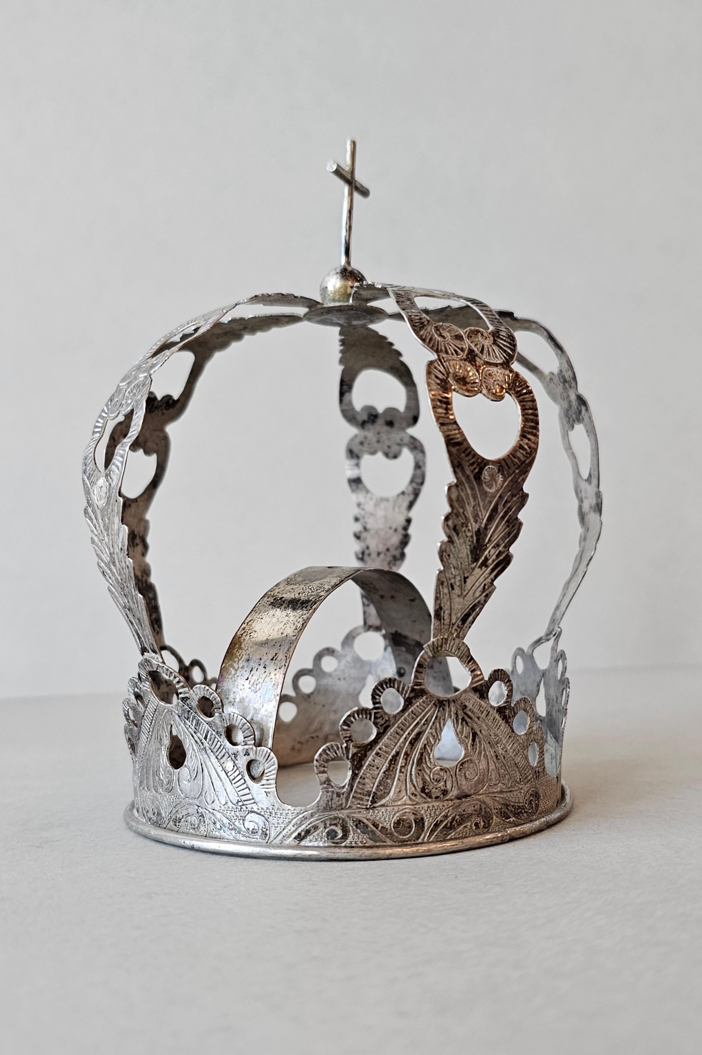Antique Spanish Colonial Silver Santo Crown  For Sale 9