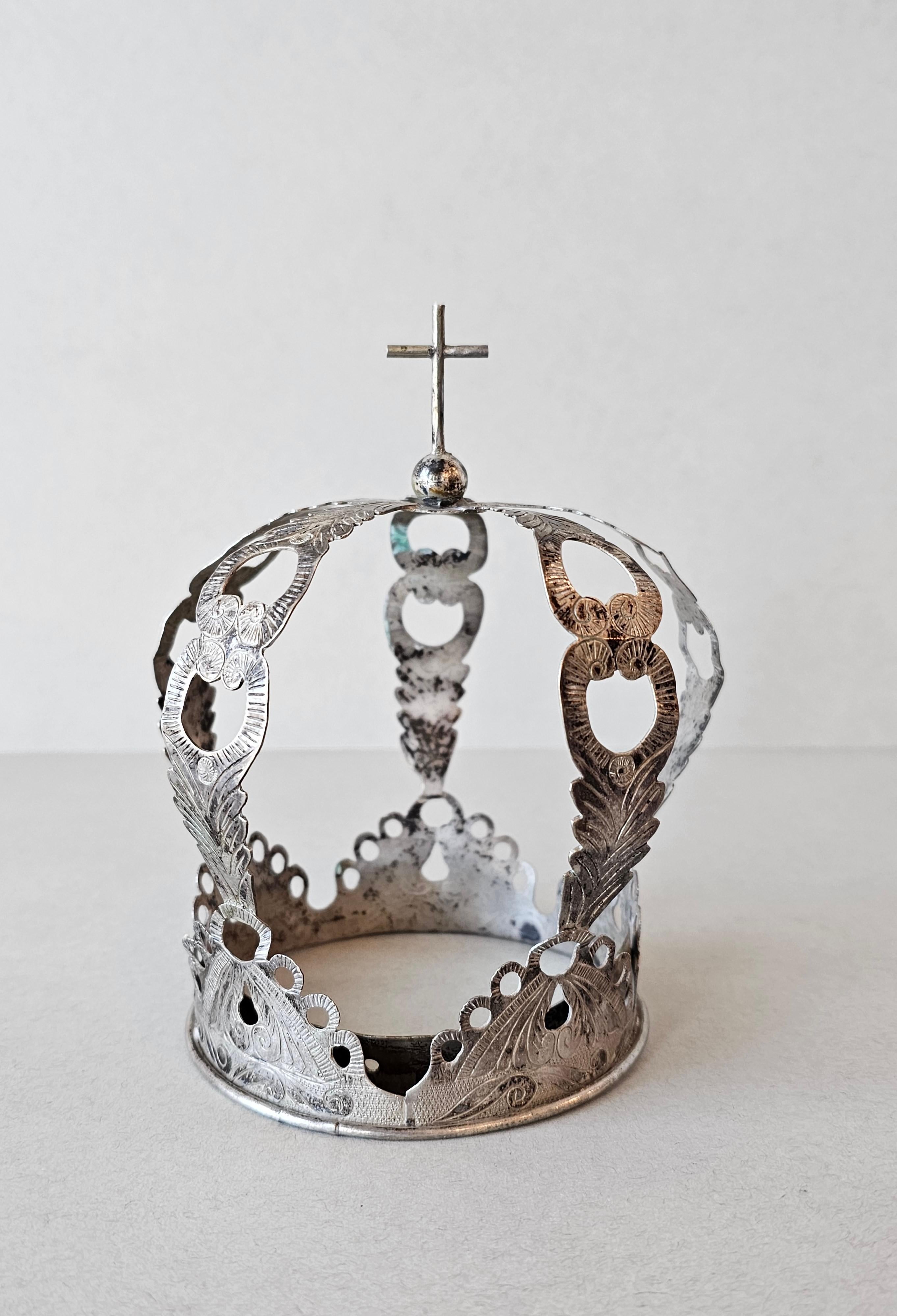 Antique Spanish Colonial Silver Santo Crown  For Sale 10