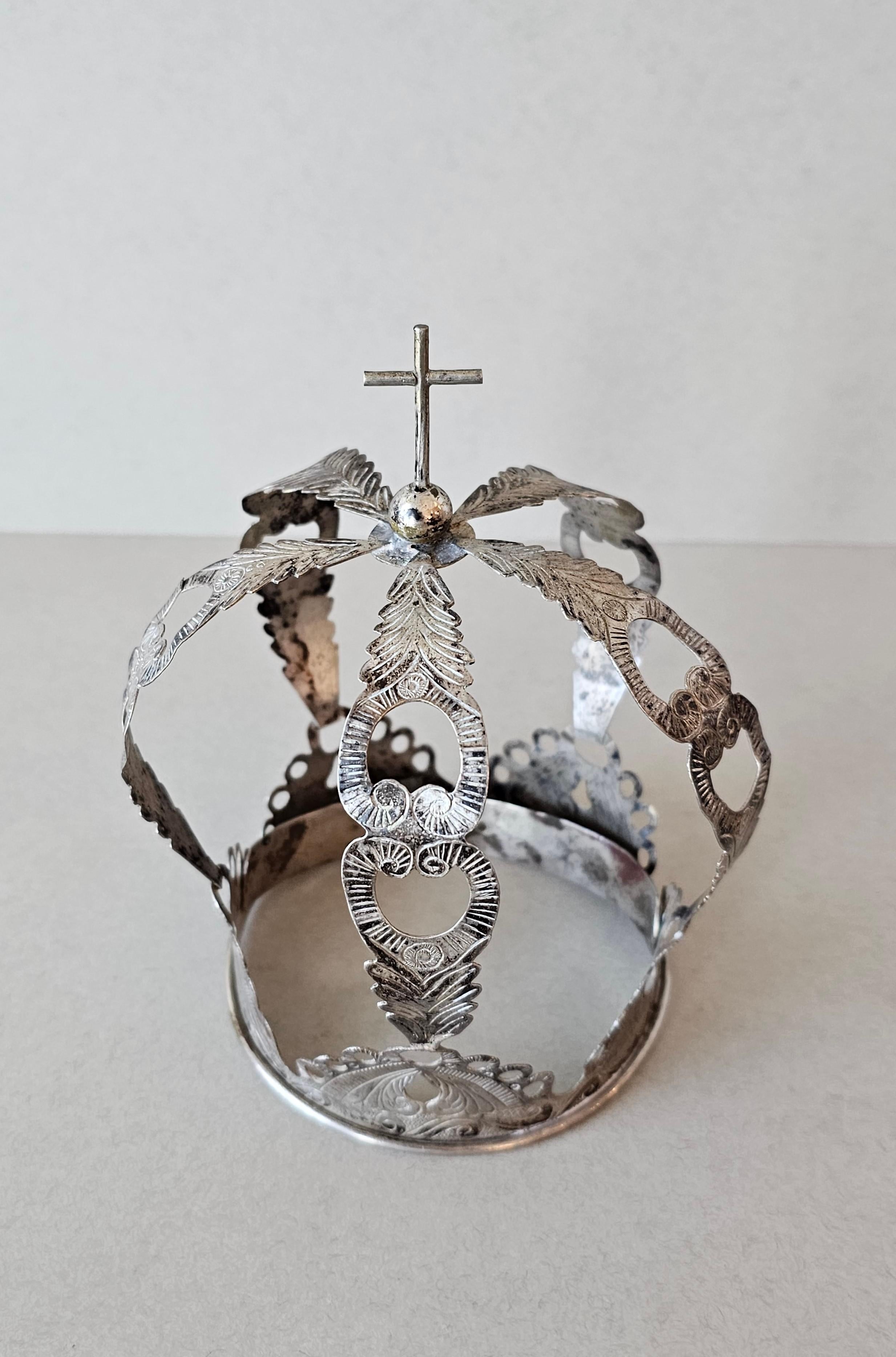 19th Century Antique Spanish Colonial Silver Santo Crown  For Sale