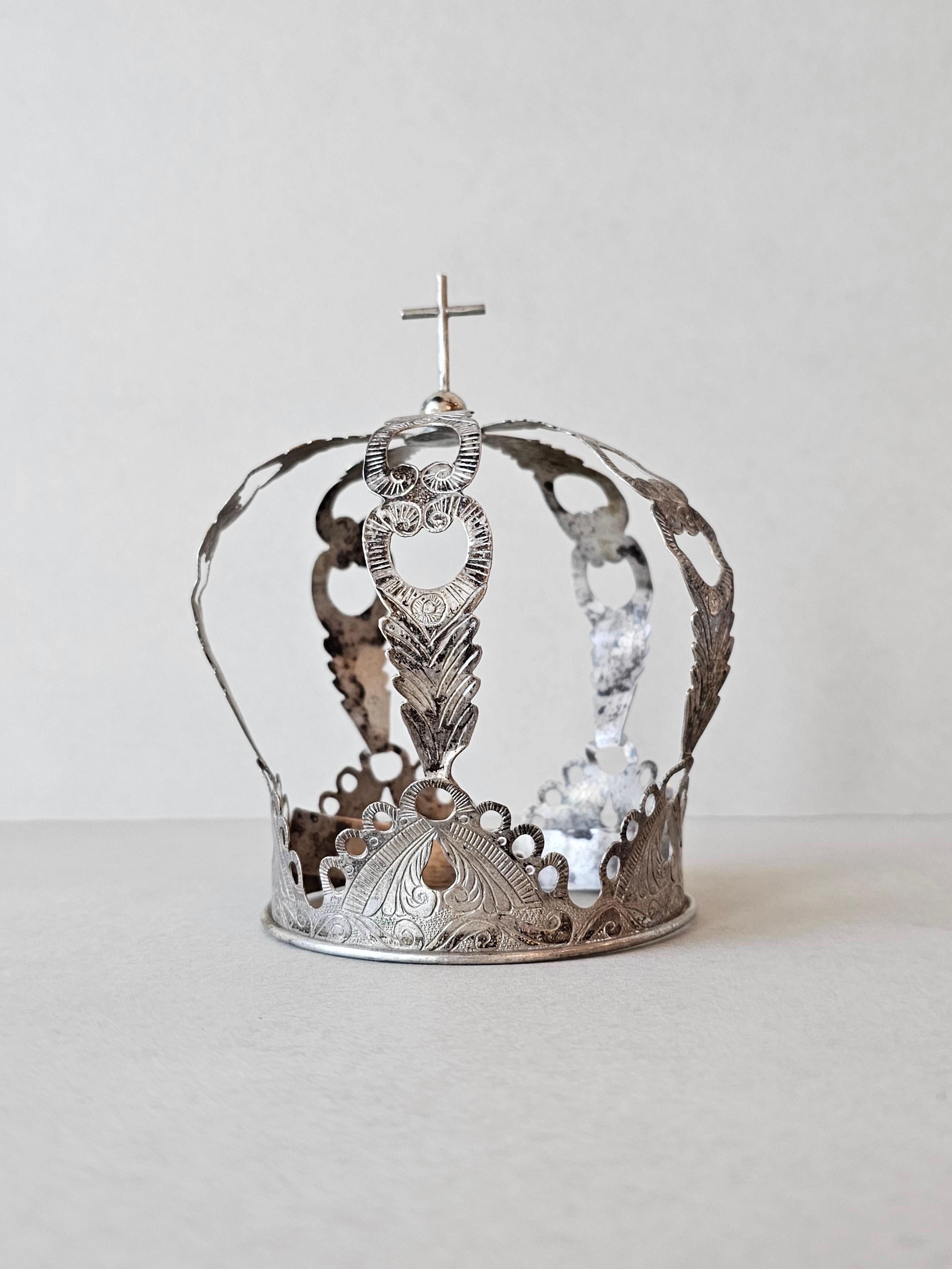 Antique Spanish Colonial Silver Santo Crown  For Sale 2