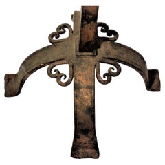 Spanish Colonial Style Gilded Iron Floor Candlestick, Circa 1920