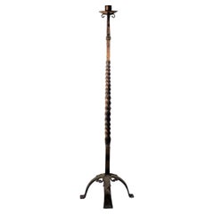 Spanish Colonial Style Gilded Iron Floor Candlestick, Circa 1920