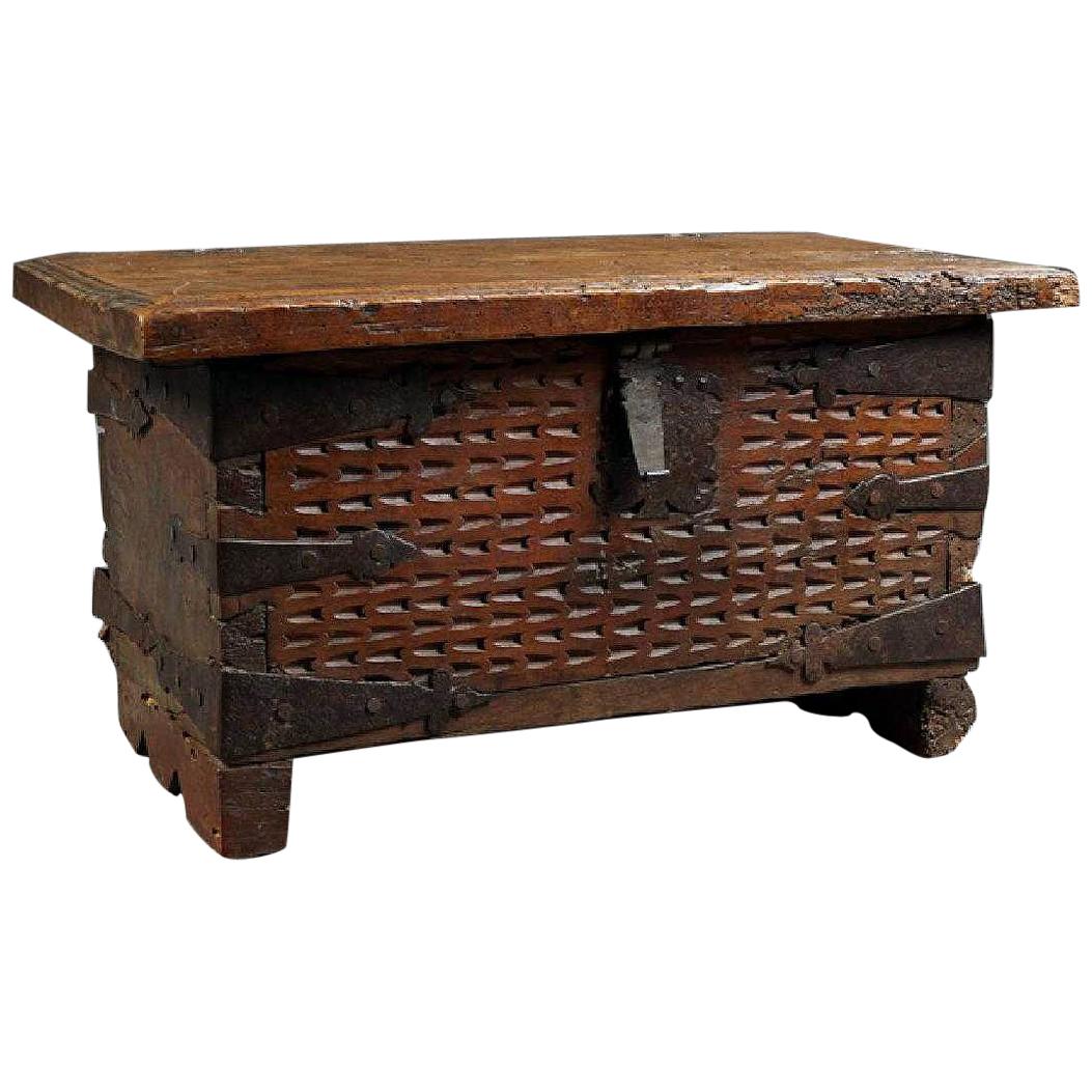 Antique Spanish Colonial Trunk Bench