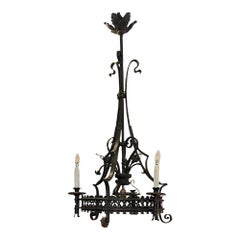 Vintage Spanish Colonial Wrought Iron Chandelier