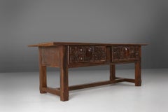 Antique Spanish Console Table in carved Oak, 18th Century