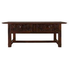 Antique Spanish Console Table in carved Oak, 18th Century