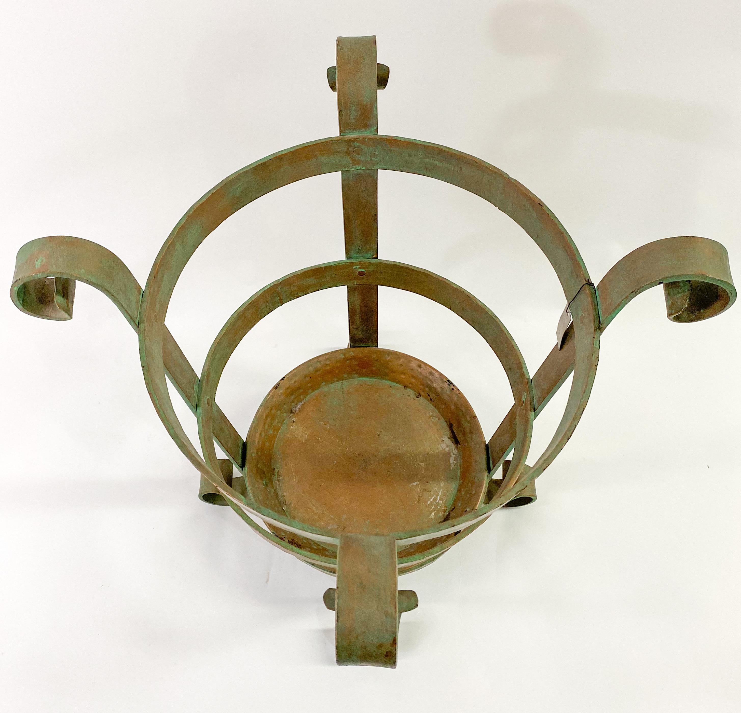 Hollywood Regency Antique Spanish Copper Log Wood Burner Fire Pit or Planter