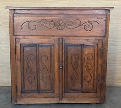 Antique Spanish Corner Cabinet Cupboard Storage with Drawer and Door