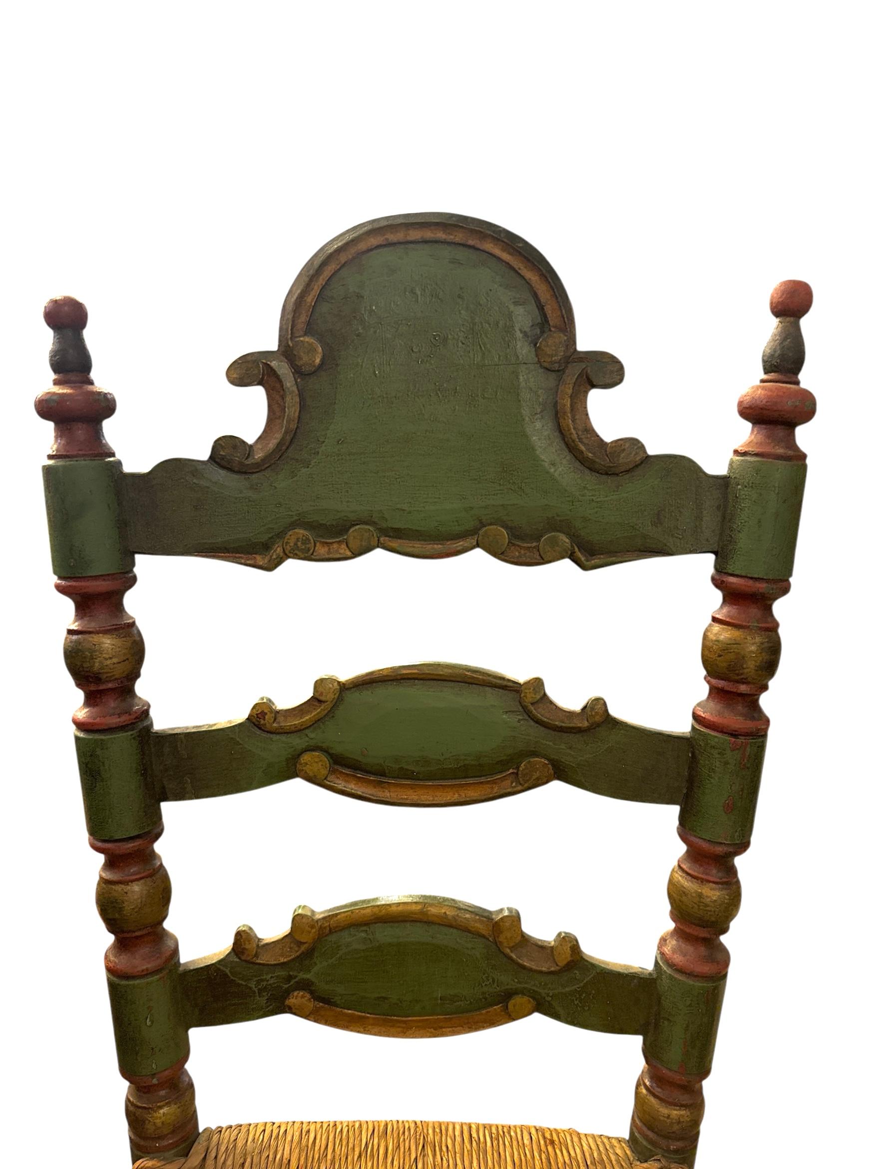 Wood Antique Spanish Country Ladder-Back Chair