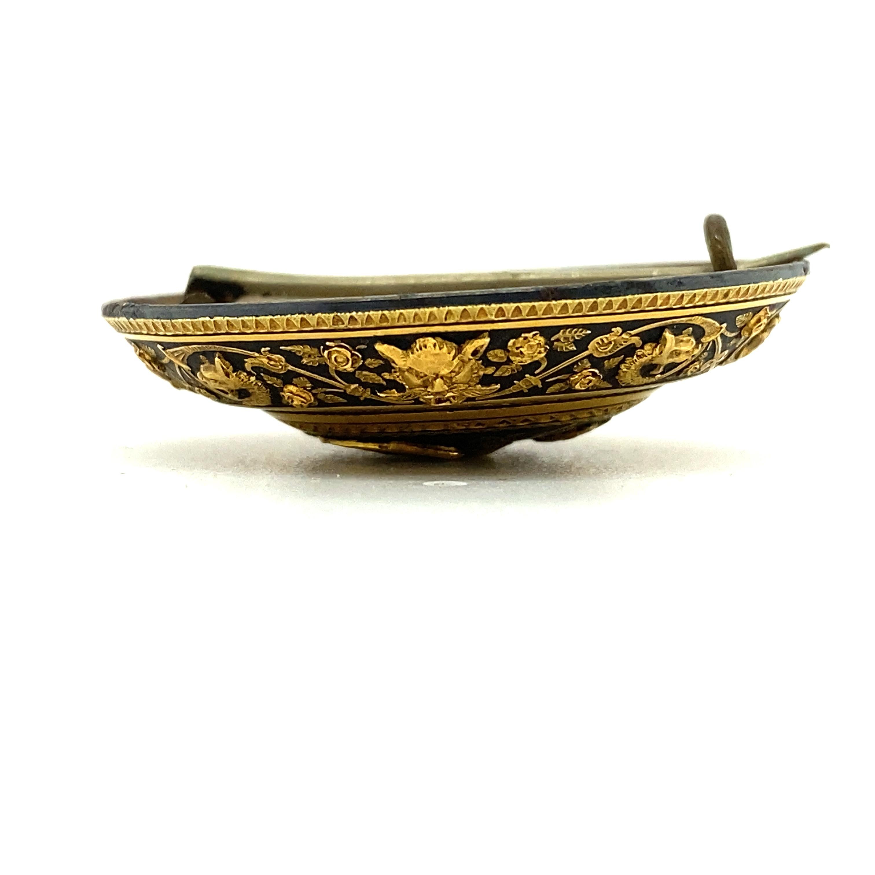 Antique Spanish 'Damascene' Embossed Steel and Gold Dragon Brooch For Sale 1