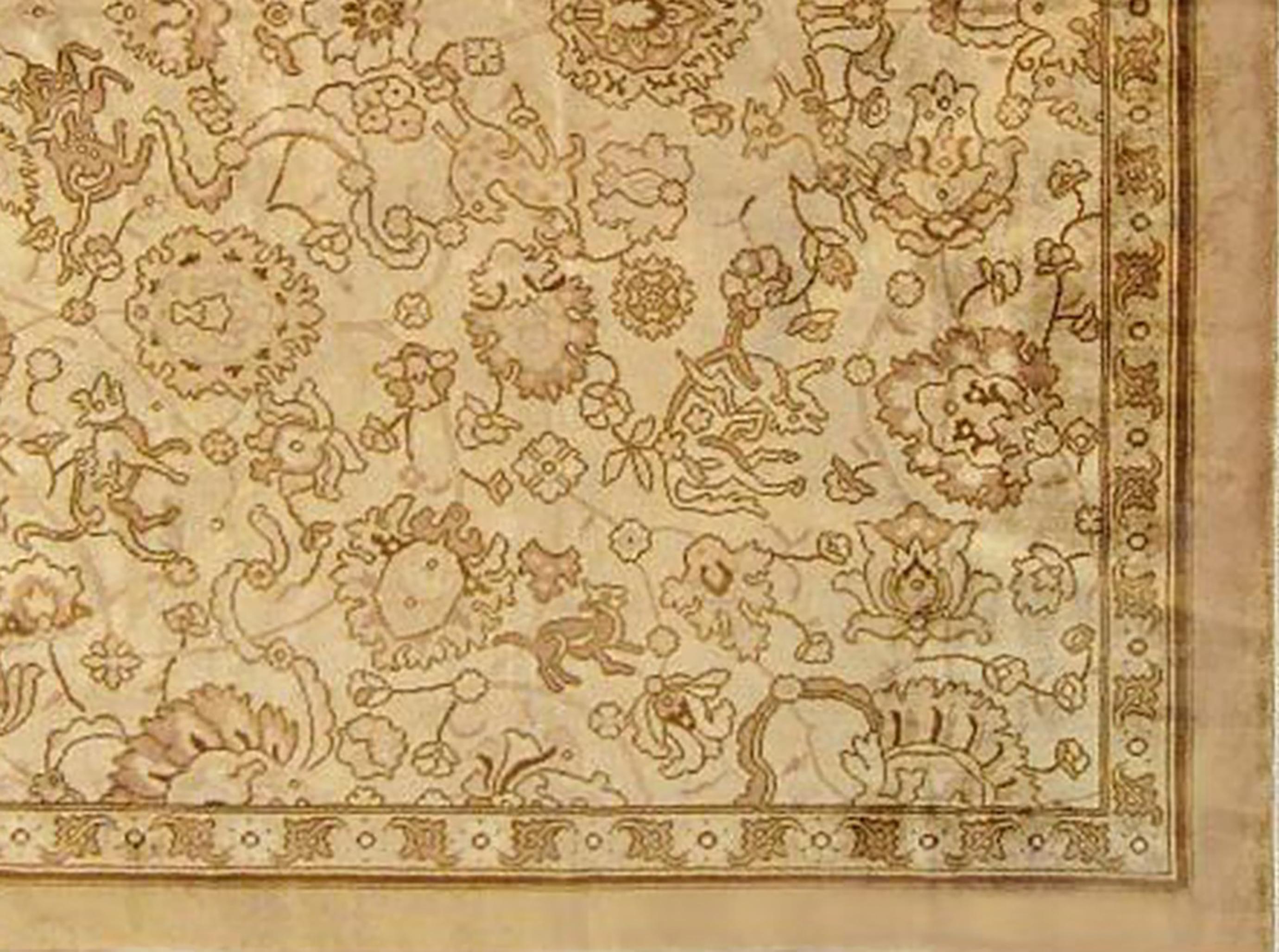 European Antique Spanish Decorative Oriental Savonnerie Rug in Room Size  For Sale
