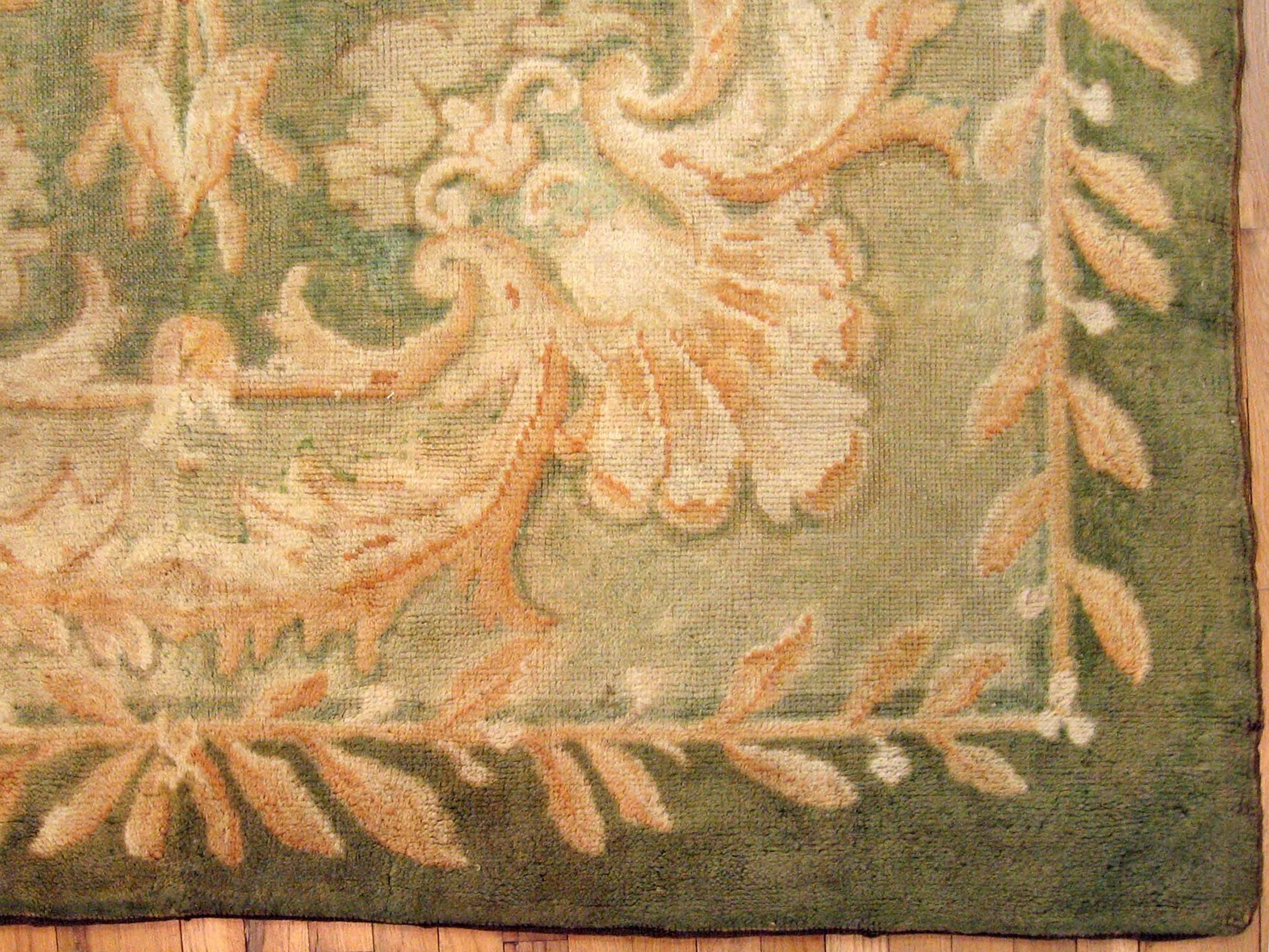 European Antique Spanish Decorative Oriental Savonnerie Rug in Room Size For Sale