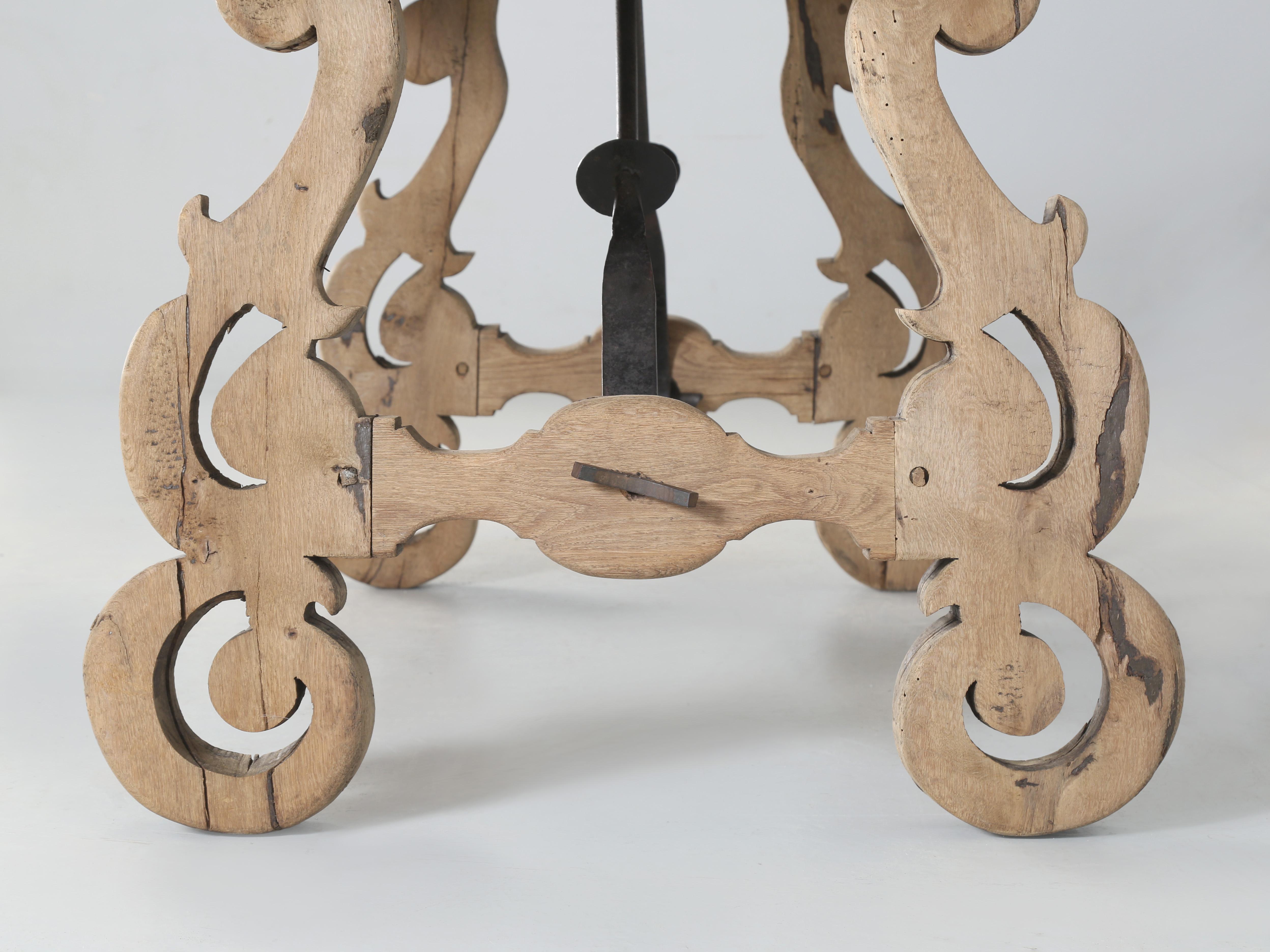 Antique Spanish Dining Room Table with  a Pair of Leaves Thick White Oak c1880's 4
