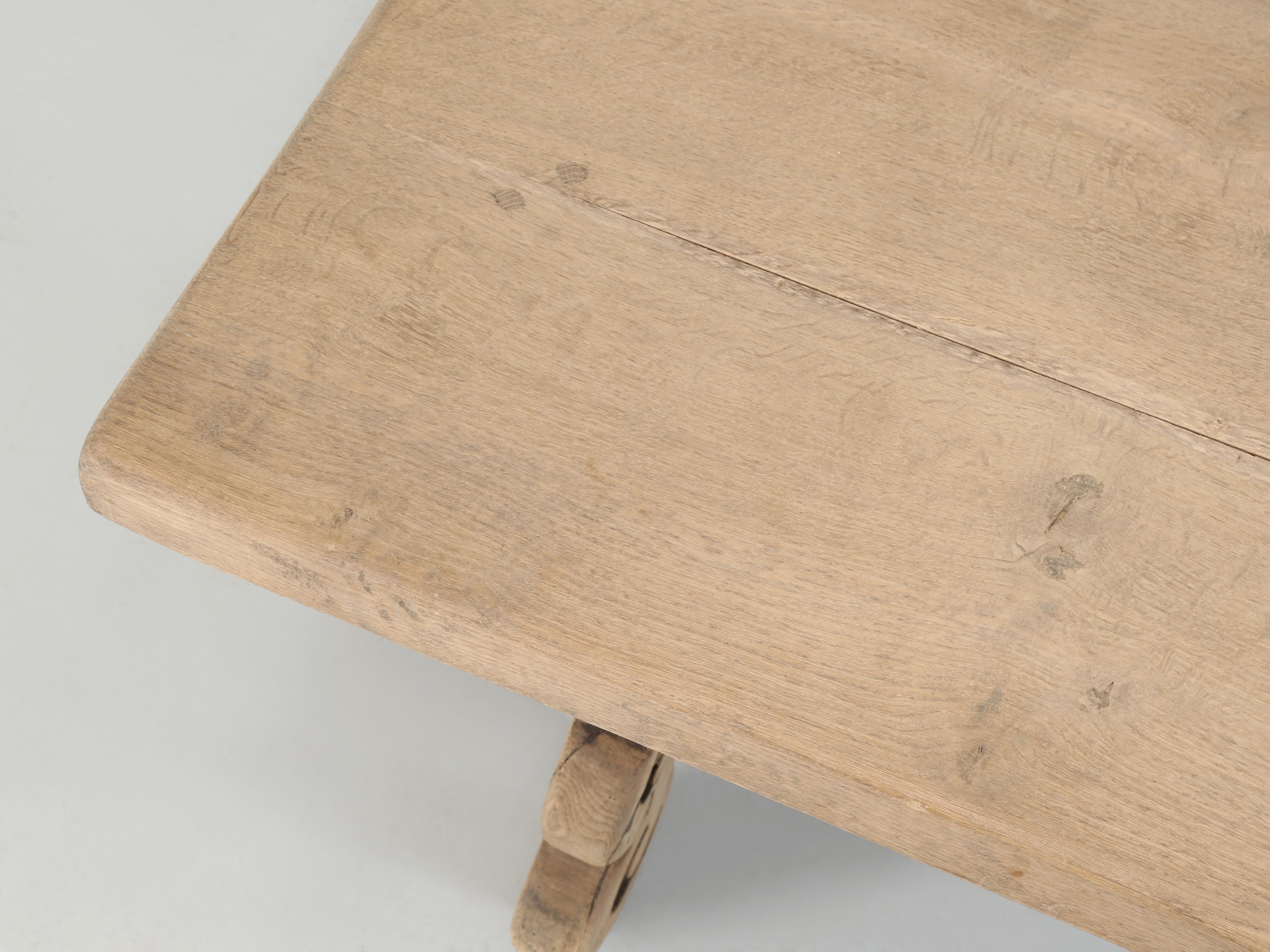 Late 19th Century Antique Spanish Dining Room Table with  a Pair of Leaves Thick White Oak c1880's