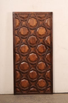 Antique Spanish Door with Both Sides Adorned in Octagonal-Carved Wood Panels