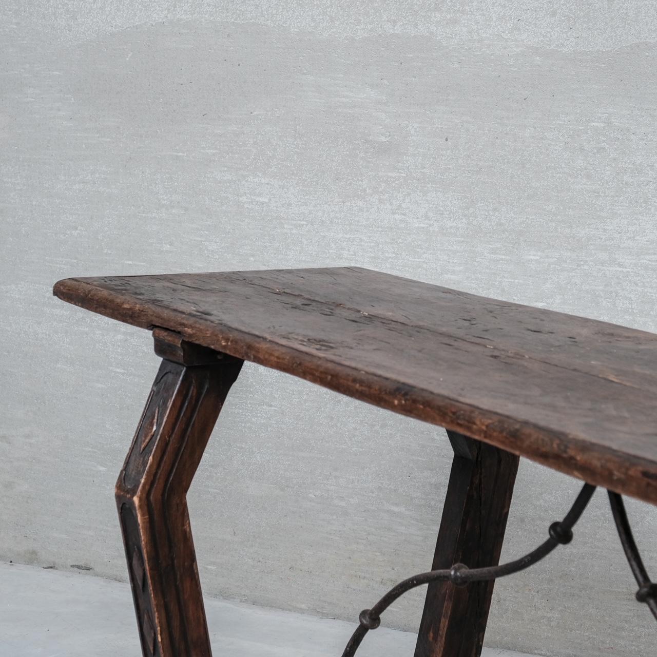 Early 20th Century Antique Spanish Double Sided Console Table For Sale