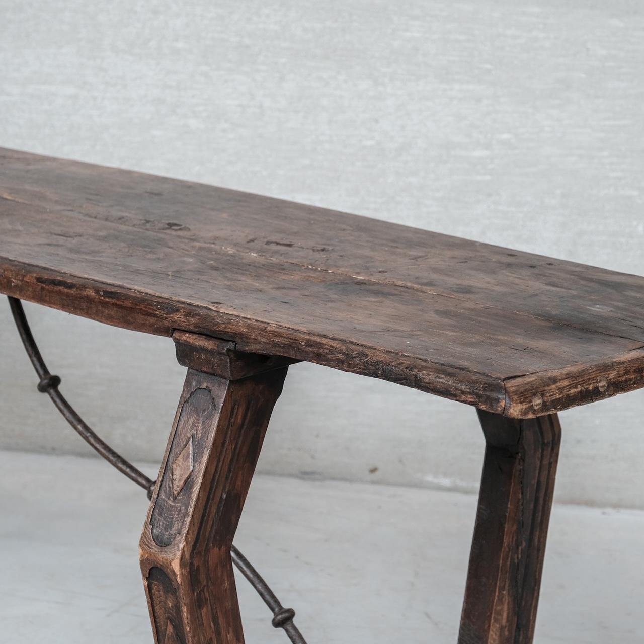 Antique Spanish Double Sided Console Table For Sale 1