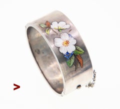 Brazalete antiguo de plata de ley con esmalte español / 34 gr