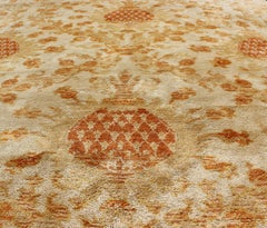 Antique Spanish European Carpet with Pineapple Design in Gold, Cream & Tangerine