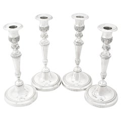 Antique French Empire Style Set di quattro candelabri in argento Sterling