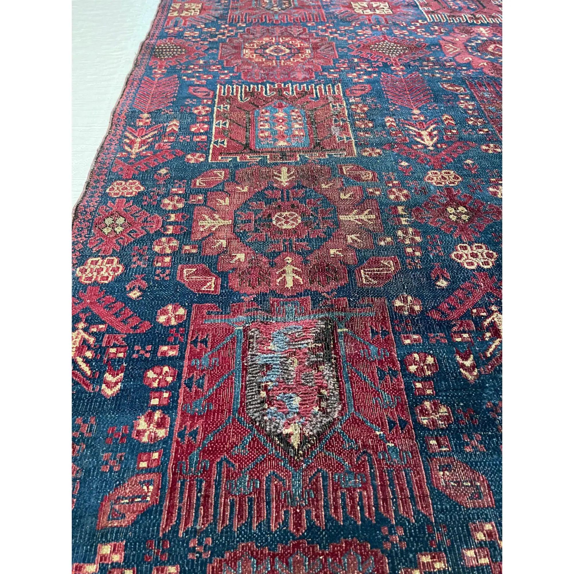 Spanish Colonial Antique Spanish Geometric Rug 4'x4' For Sale