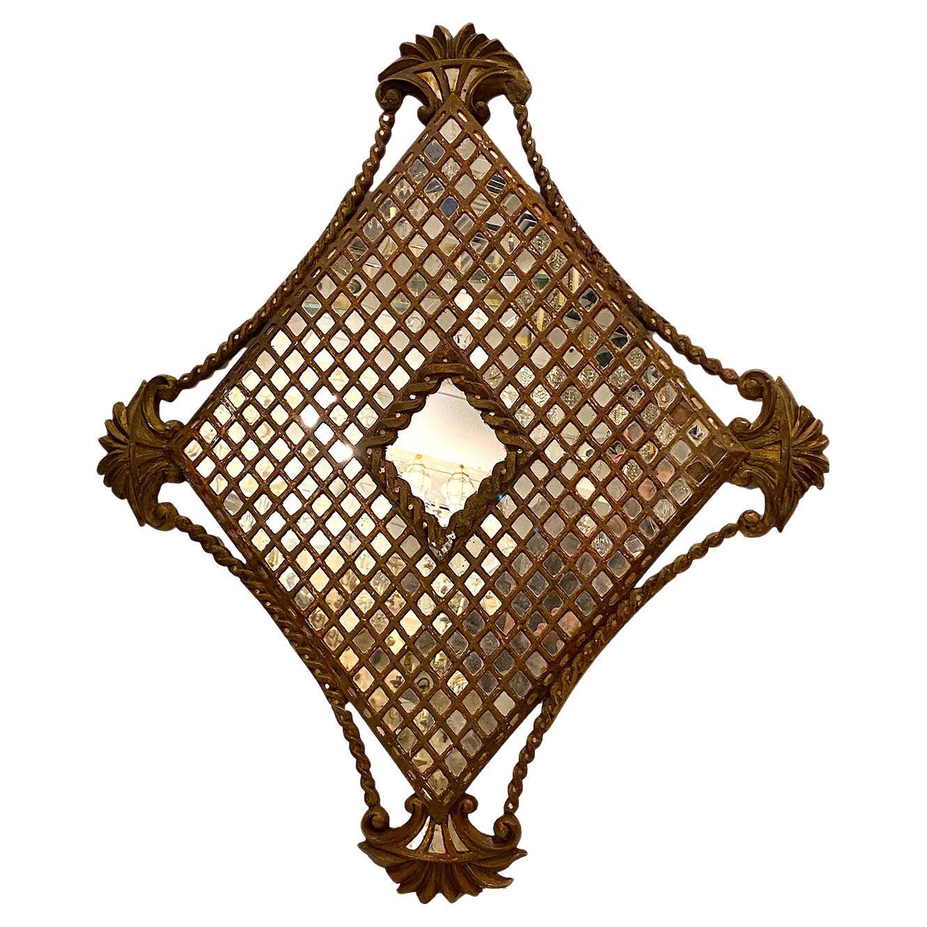 Antique Spanish Gilt Wood Mirror For Sale