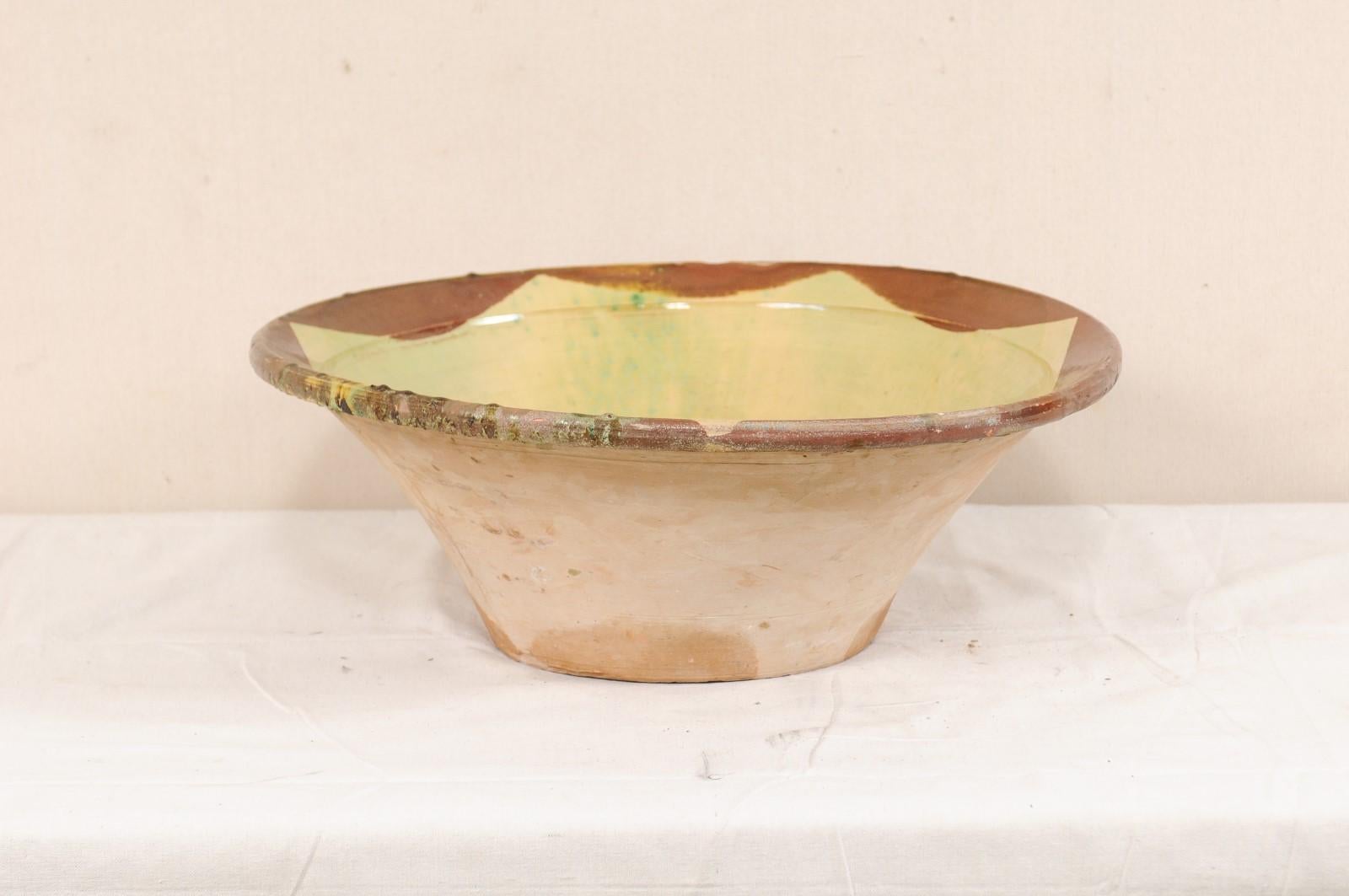 Antique Spanish Glazed Terracotta Bowl from Spain 1